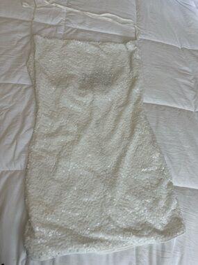 PrettyLittleThing White Sequin Mini Dress